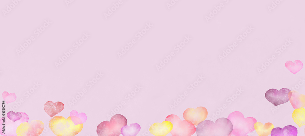  Watercolor pigmented heart background. Pink watercolor hearts wallpaper. Valentine warm color simple background for valentines day, mothers day, wedding, birthday