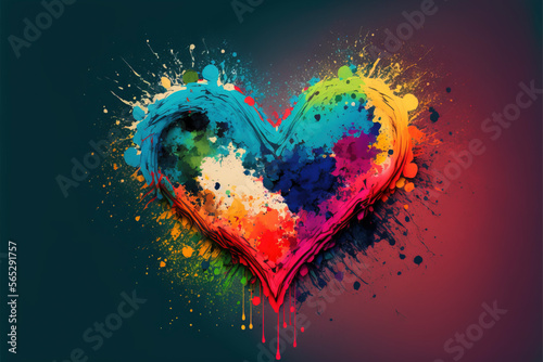 Heart of intense colors, conceptual image of Valentine's Day, Valentine's Day, created with Generative AI technology