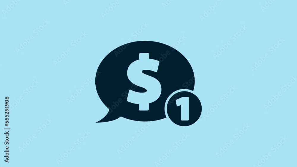 Blue Speech bubble with dollar icon isolated on blue background. Badge for price. Sale with dollar symbol. Promo tag discount. 4K Video motion graphic animation Blue Speech bubble with dollar icon isolated on blue background. Badge for price. Sale with dollar symbol. Promo tag discount. 4K Video motion graphic animation