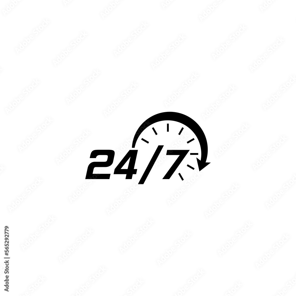 24 hours 7 days in week support icon isolated on white background 24 hours 7 days in week support icon isolated on white background