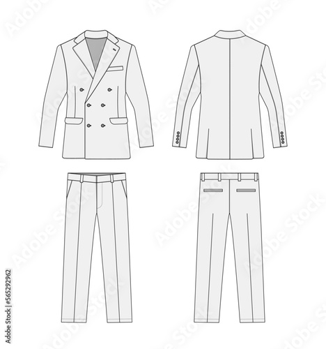 2 piece suits  ( double breasted ) vector template illustration | white