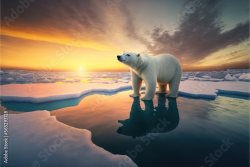 polar bear on ice made with generative ai