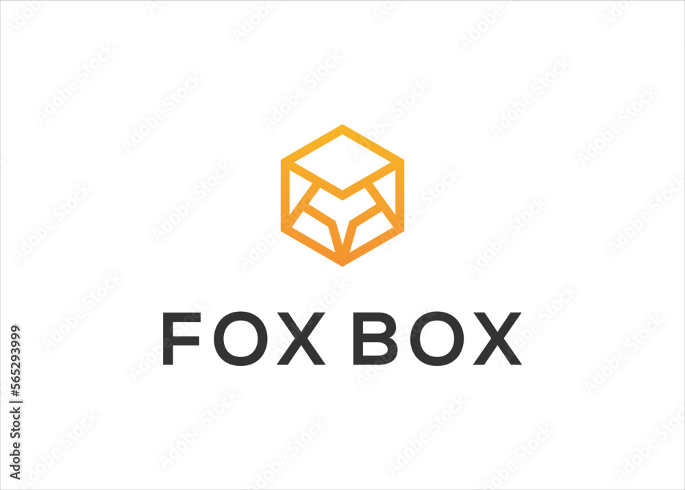 fox box cube geometric logo vector template fox box cube geometric logo vector template
