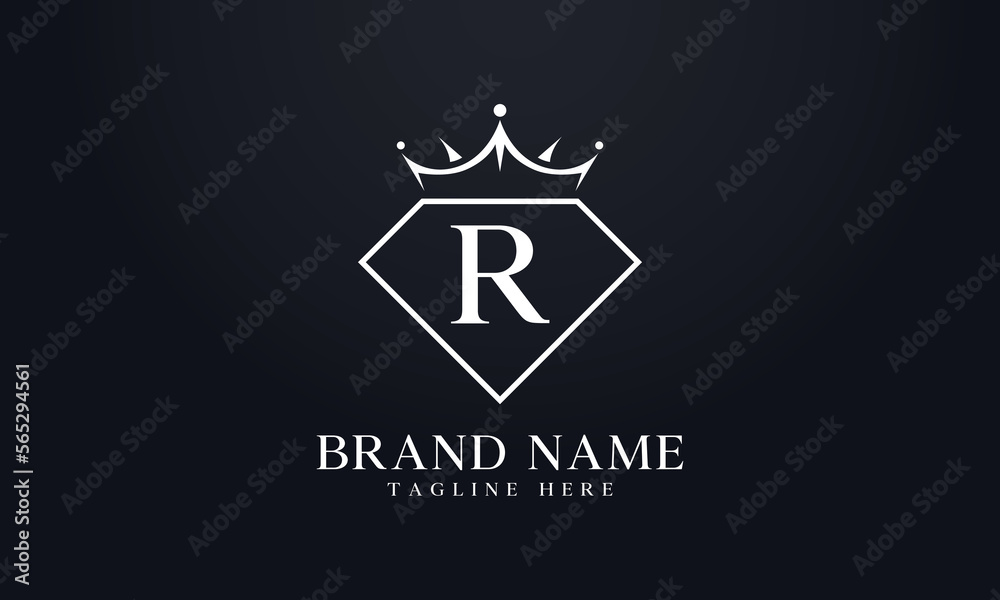 Diamond crown vector. Luxury queen logo for jewelry vector with letters