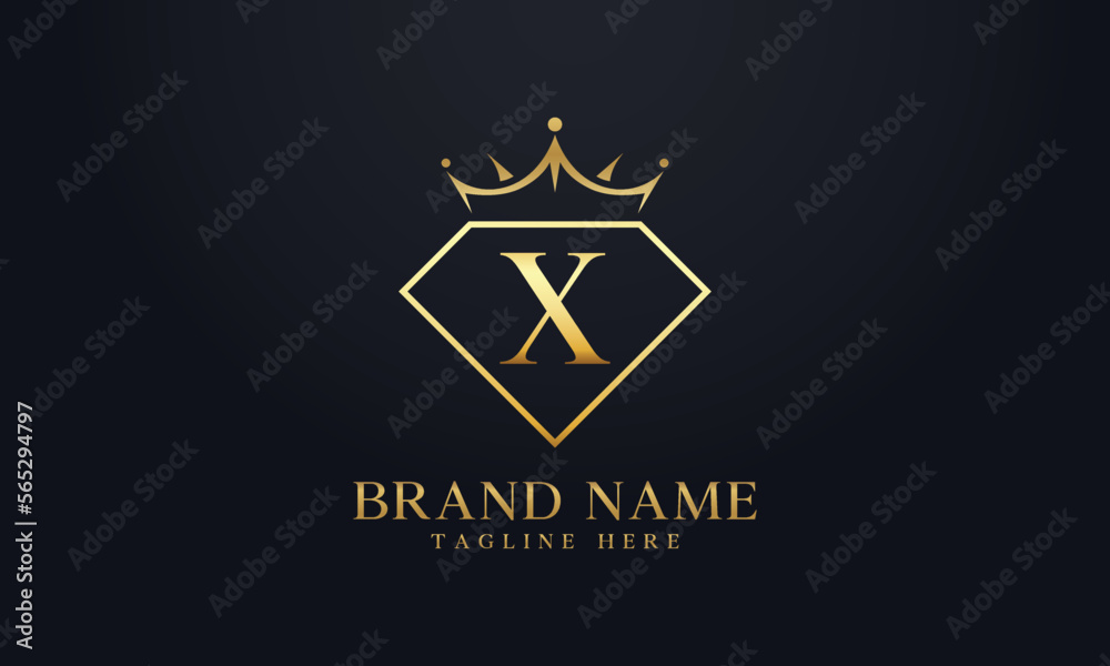 Diamond crown vector. Luxury queen logo for jewelry vector with letters Diamond crown vector. Luxury queen logo for jewelry vector with letters