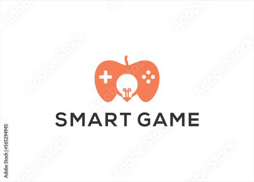 joystick game with smart bulb logo design illustration template