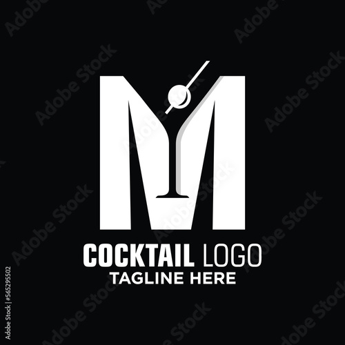 Letter M Cocktail Logo Design Template Inspiration, Vector Illustration.