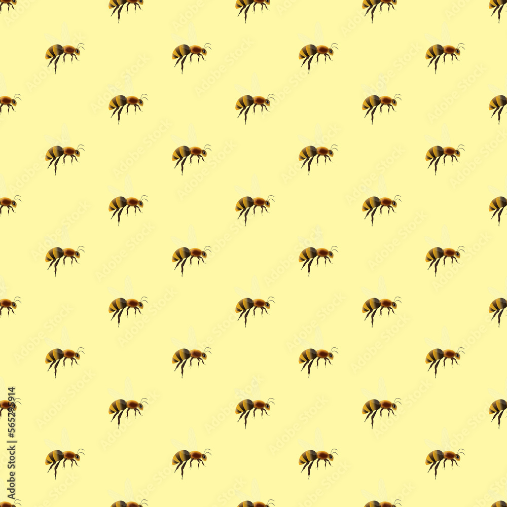 bee pattern seamless with yellow background bee pattern seamless with yellow background