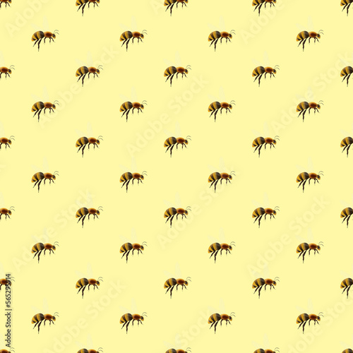 bee pattern seamless with yellow background © charich