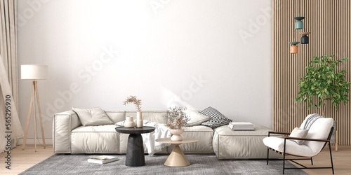 Fototapeta Sofa in modern home interior background, 3d render