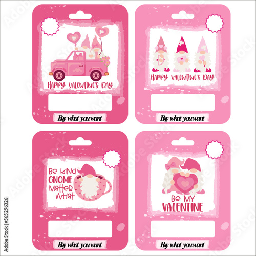 Valentine money card holder with cute gnomes. Vector illustration