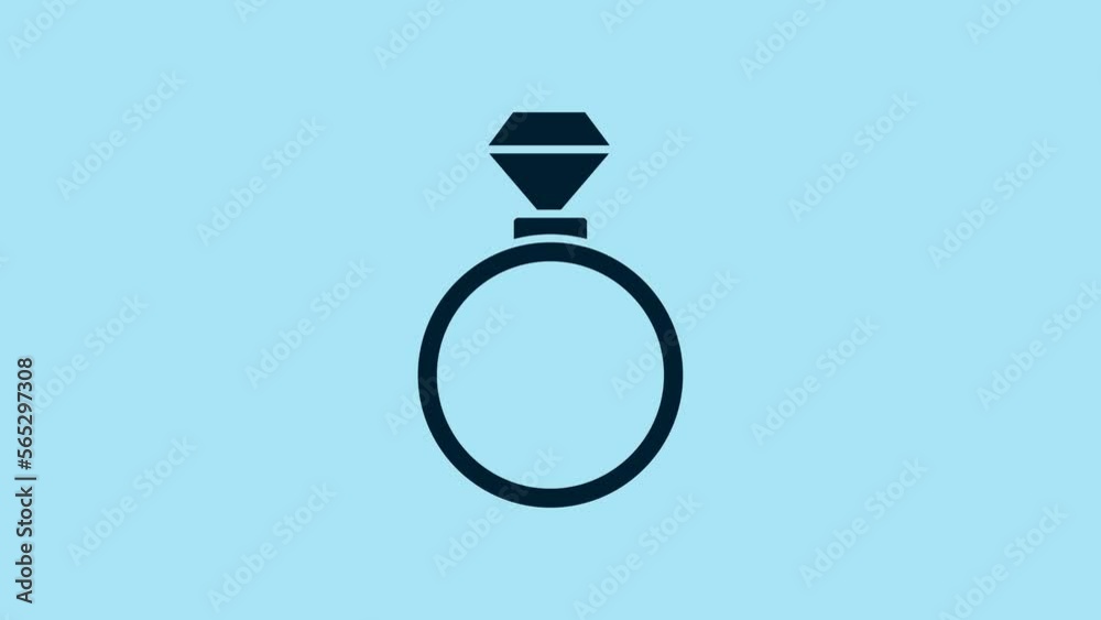Blue Wedding rings icon isolated on blue background. Bride and groom jewelry sign. Marriage symbol. Diamond ring. 4K Video motion graphic animation Blue Wedding rings icon isolated on blue background. Bride and groom jewelry sign. Marriage symbol. Diamond ring. 4K Video motion graphic animation