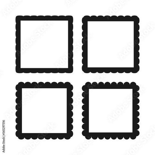 Scallop Edge Hollow Square Stroke Shapes