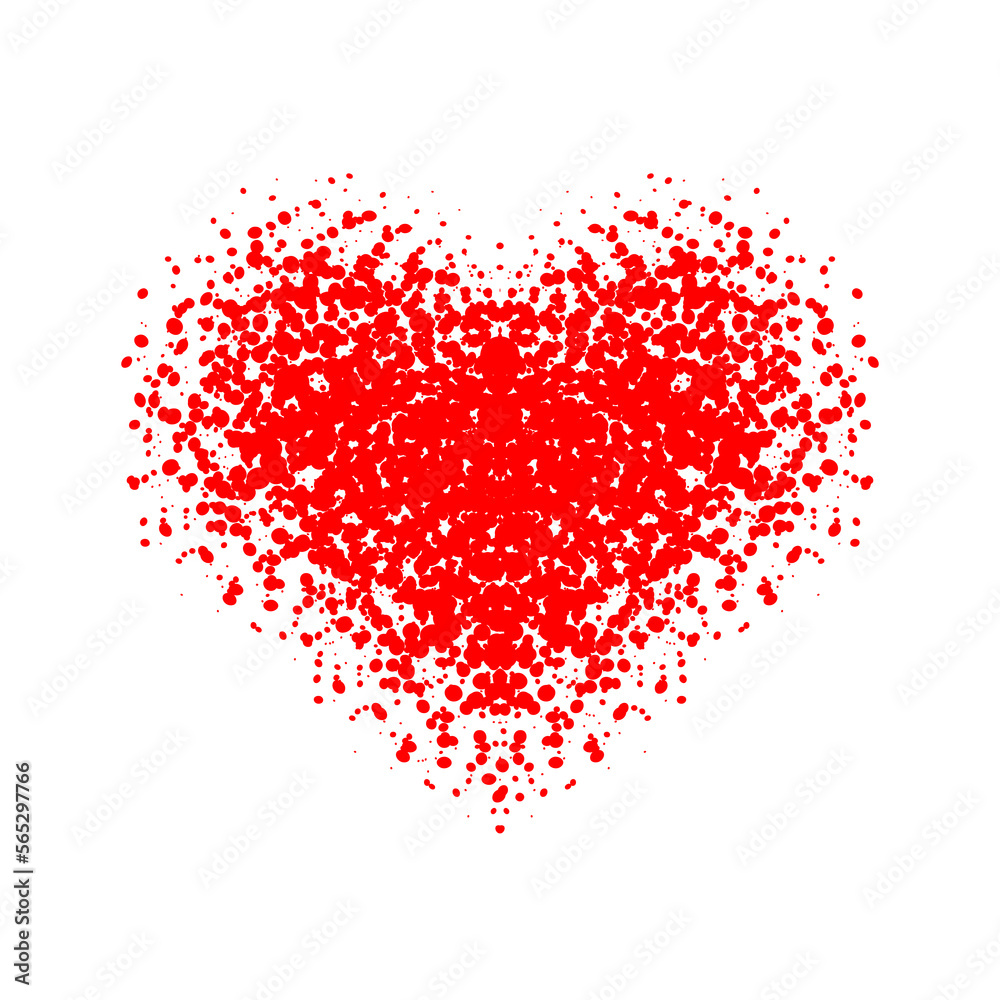 Abstract Splattered heart shape icon symbol. Art style valentines day or wedding heart shape