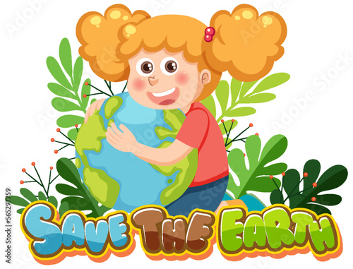 Save the earth text for banner or poster design