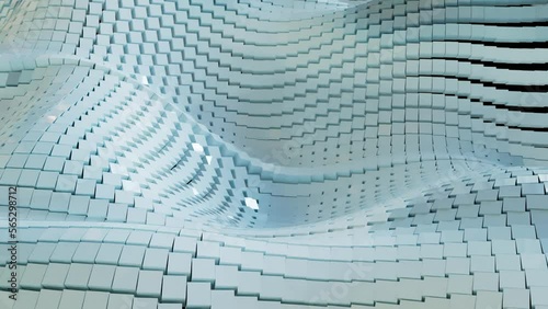 Light blue animated grid of plastic cubes