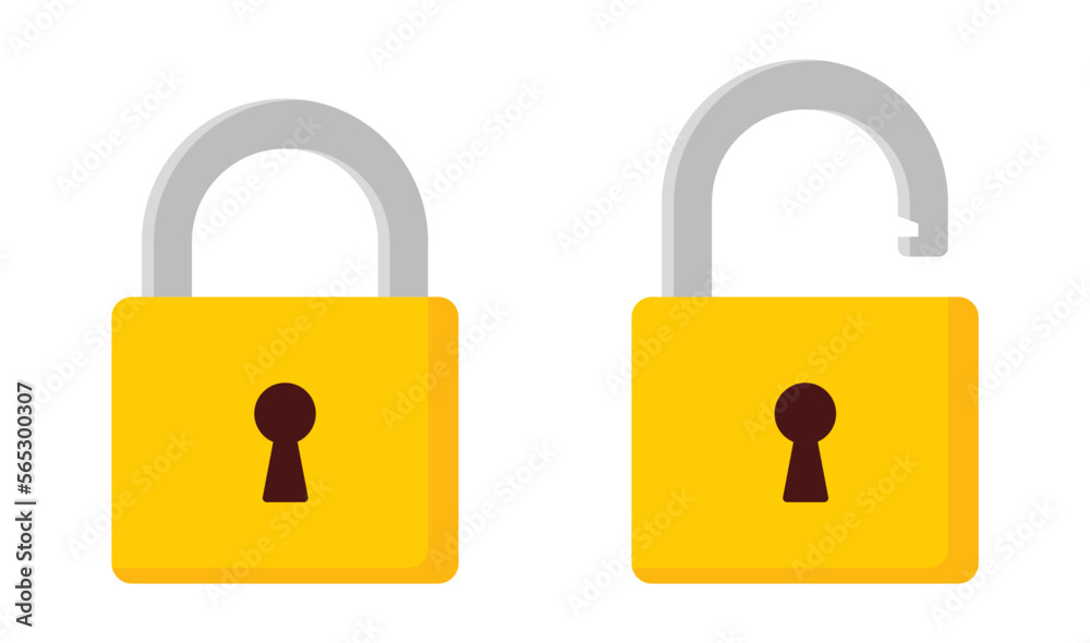 Lock icon set. Lock open and lock closed icons. Locked and unlocked sumbol. Padlock symbol - stock vector. - obrazy, fototapety, plakaty 