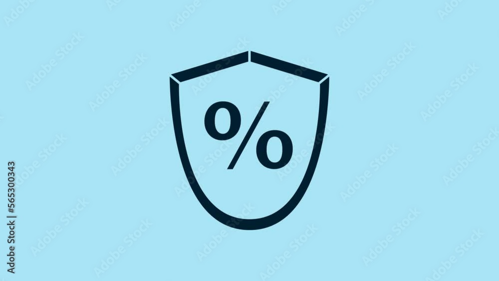 Blue Loan percent icon isolated on blue background. Protection shield sign. Credit percentage symbol. 4K Video motion graphic animation Blue Loan percent icon isolated on blue background. Protection shield sign. Credit percentage symbol. 4K Video motion graphic animation