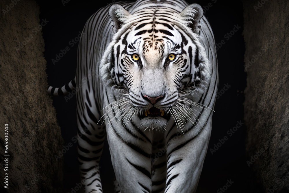Portrait of a wild white tiger in natural habitat, generative ai Portrait of a wild white tiger in natural habitat, generative ai