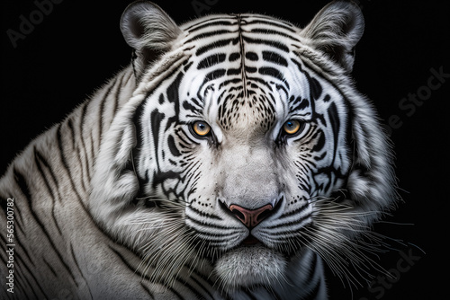 Portrait of a wild white tiger in natural habitat  generative ai