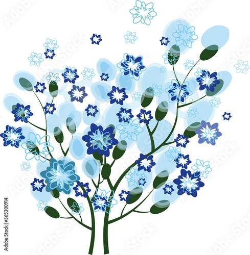Decorative tree with flowers. Vector file for designs.