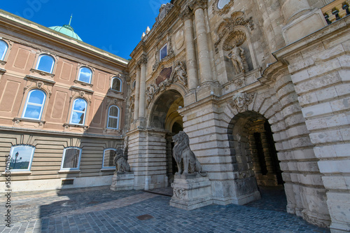 Lion Courtyard and gate in Buda Castle Royal Palace and Hungarian National Gallery in Budapest, Hungary