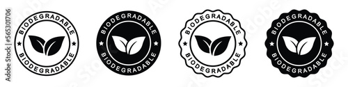 Biodegradable label icon, vector illustration