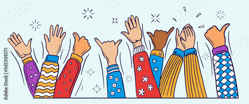 raised hands clapping and celebrating vector