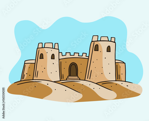 sand castle fort beach vector