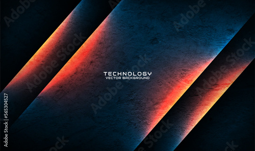 3D blue rough grunge techno abstract background overlap layer on dark space with hot burn iron effect decoration. Modern graphic design element cut out style for banner, flyer, card, or brochure cover