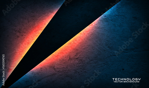 3D blue rough grunge techno abstract background overlap layer on dark space with hot burn iron effect decoration. Modern graphic design element cut out style for banner, flyer, card, or brochure cover