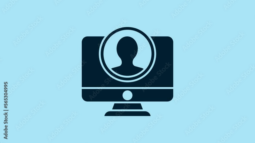 Blue Create account screen icon isolated on blue background. 4K Video motion graphic animation Blue Create account screen icon isolated on blue background. 4K Video motion graphic animation