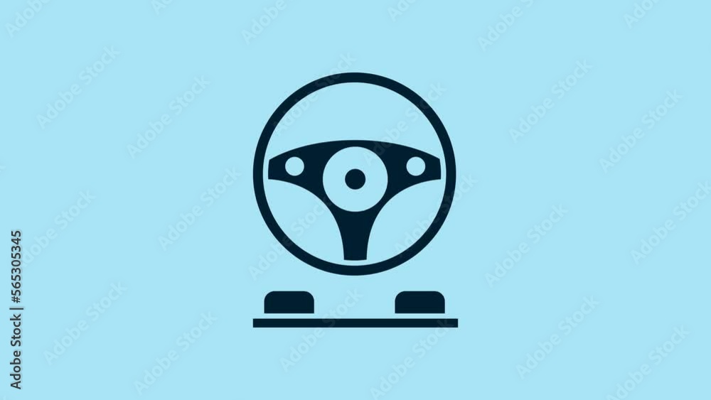 Blue Racing simulator cockpit icon isolated on blue background. Gaming accessory. Gadget for driving simulation game. 4K Video motion graphic animation Blue Racing simulator cockpit icon isolated on blue background. Gaming accessory. Gadget for driving simulation game. 4K Video motion graphic animation