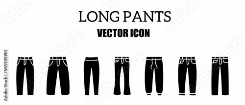 Isolated white background long pants icon template. Stock vector illustration.