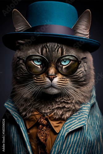 Feline Fashion   well dressed cat   Generative AI