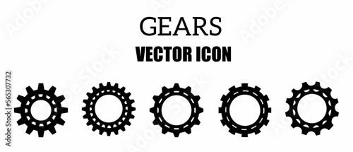 Gear icon template set isolated white background. Stock vector illustration.
