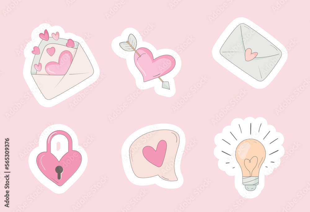 Set of vector stickers for Valentine's Day Set of vector stickers for Valentine's Day