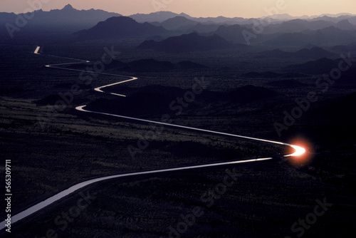 Aerial view of water canal north of Tucson, Arizona.