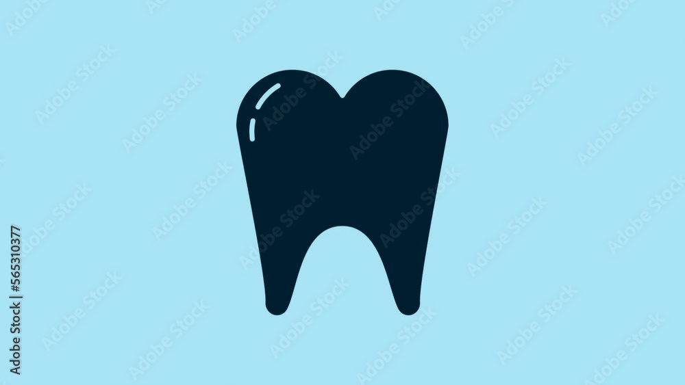 Blue Tooth icon isolated on blue background. Tooth symbol for dentistry clinic or dentist medical center and toothpaste package. 4K Video motion graphic animation Blue Tooth icon isolated on blue background. Tooth symbol for dentistry clinic or dentist medical center and toothpaste package. 4K Video motion graphic animation