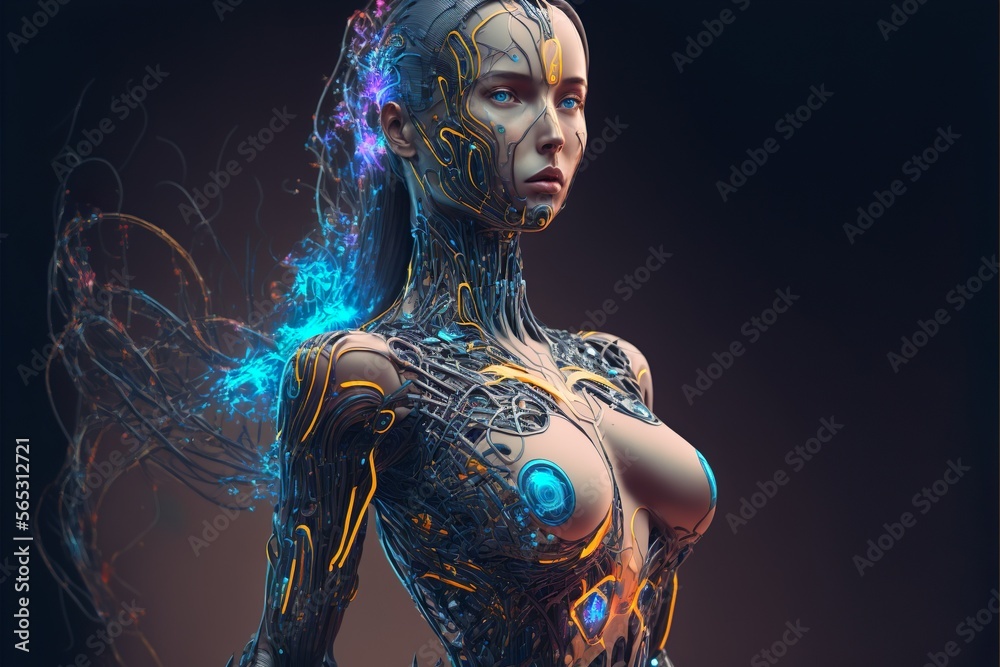 Energy flow on cyber woman Energy flow on cyber woman