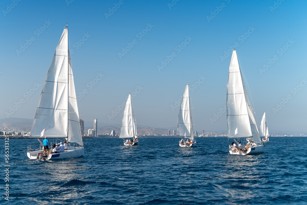Sailing yacht race. Yachting sport. Limassol, Cyprus
