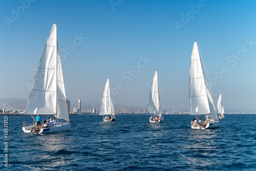 Sailing yacht race. Yachting sport. Limassol, Cyprus