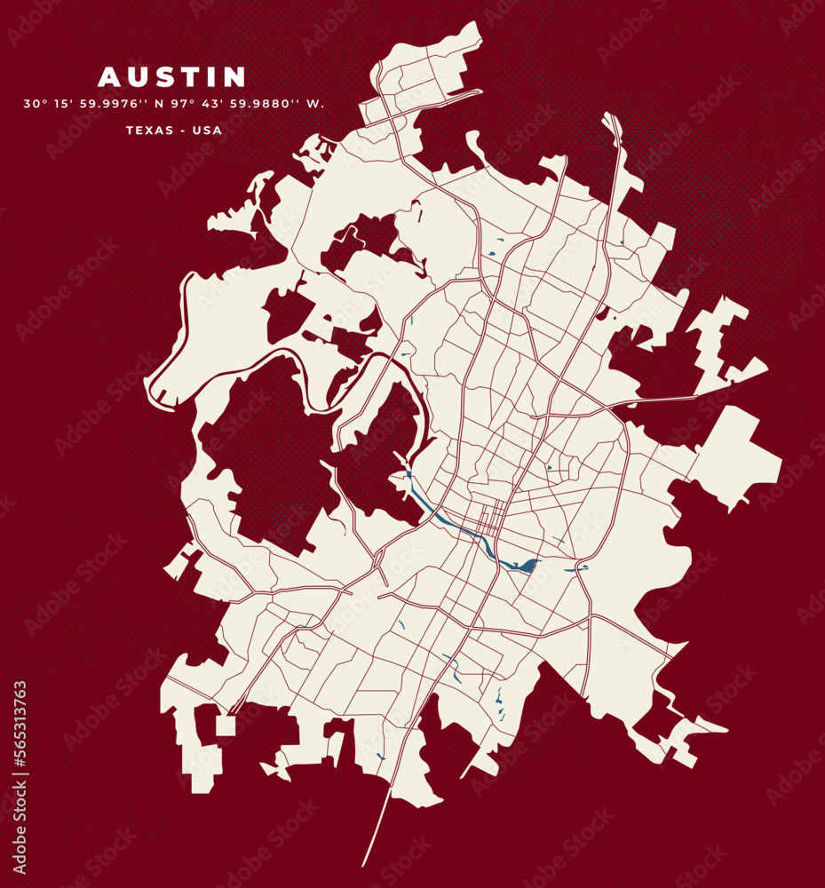 Austin Texas Map Vector Poster Flyer Stock Vector | Adobe Stock