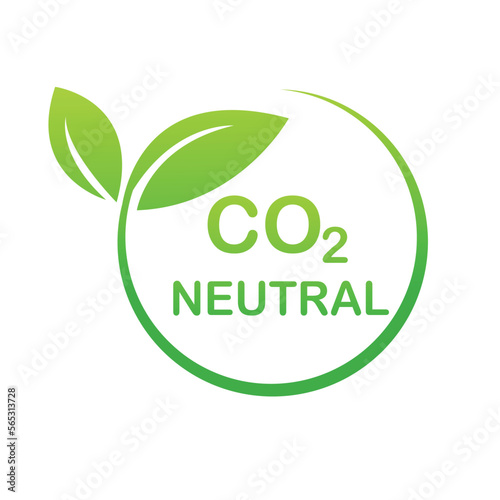 Carbon neutral sign or icon. Green leaves in a circle