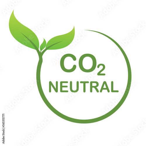 Carbon neutral sign or icon. Green leaves in a circle