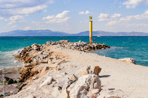Fototapeta Kusadasi Harbour and Pigeon Island. Aegean coast of Turkey.