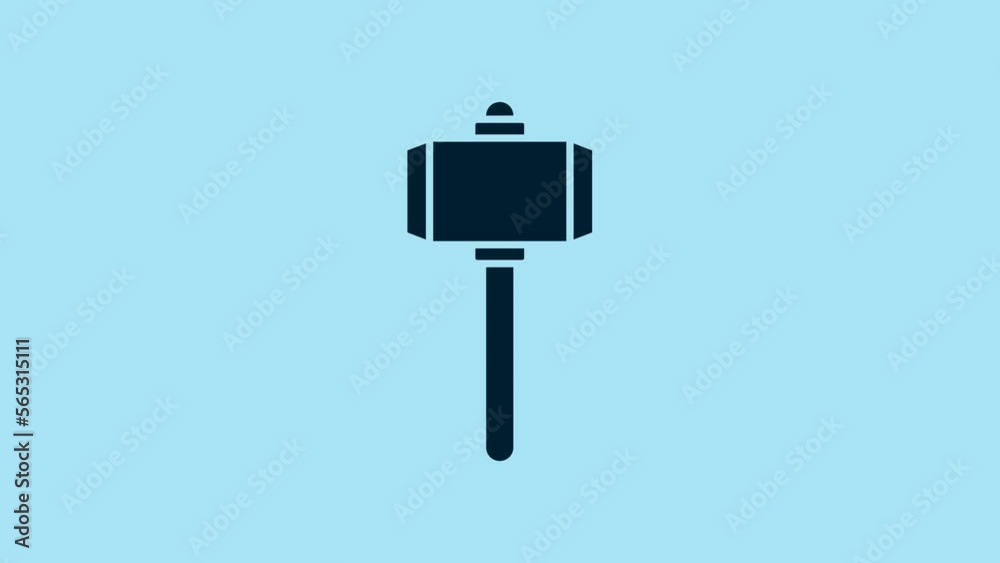 Blue Battle hammer icon isolated on blue background. 4K Video motion graphic animation Blue Battle hammer icon isolated on blue background. 4K Video motion graphic animation
