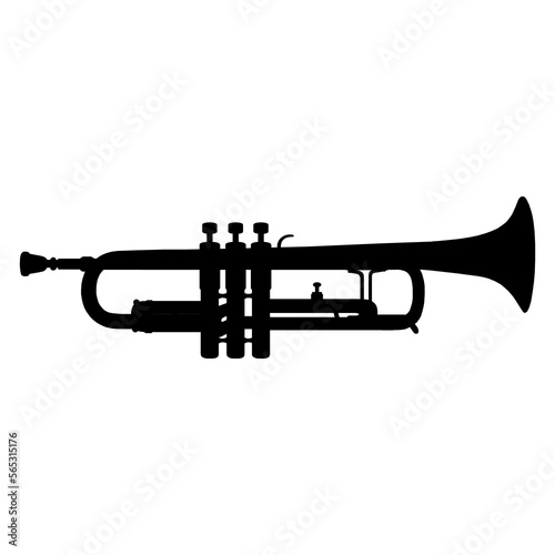 Instrumento musical. Silueta aislada de trompeta photo
