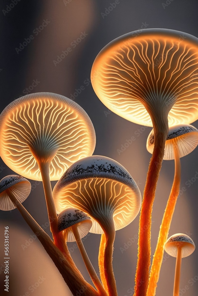 Magic fantasy mushrooms in the forest ,made with Generative AI Magic fantasy mushrooms in the forest ,made with Generative AI