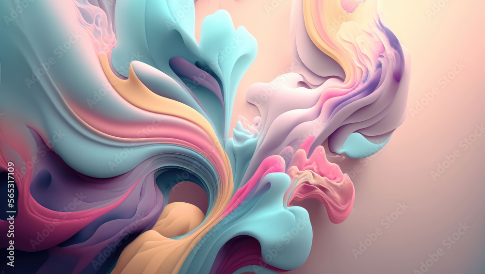 Beautiful mesmerize waves of colorful pattern, wavy surfaces, beautiful background, vintage pastel colors ,made with Generative AI